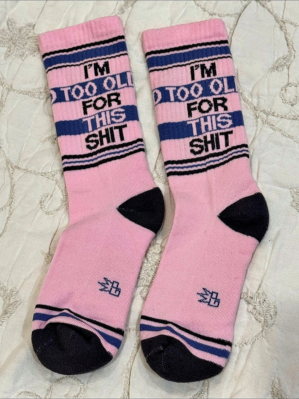 I'm Too Old For This Shit Socks Pink & brown one size fits most